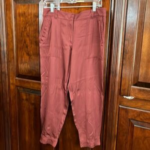 Loft wine/rust colored joggers, shiny finish size 8